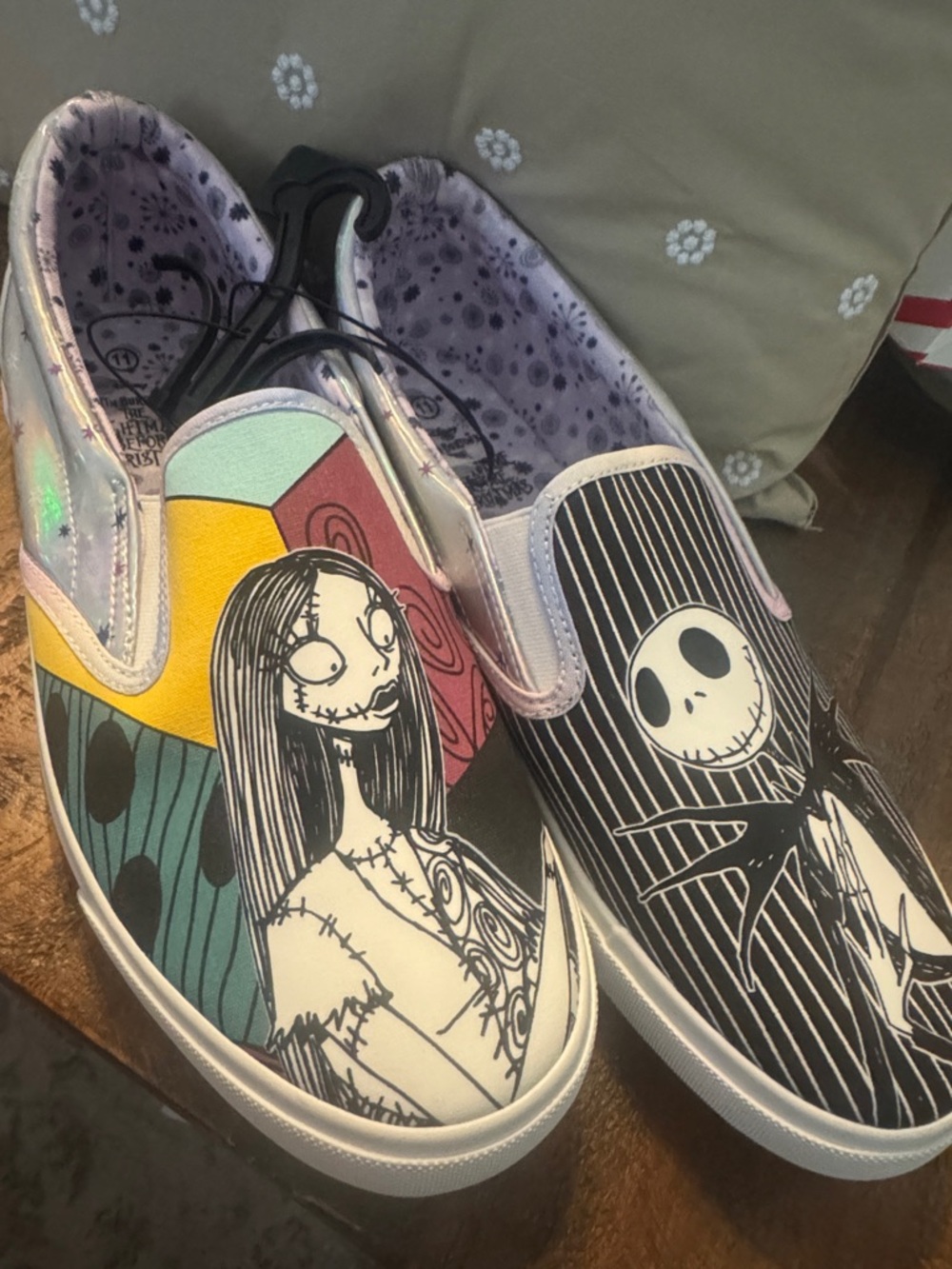 Nightmare Before Christmas Slip-On Sneakers - Jack & Sally Artwork womens 11 NWT